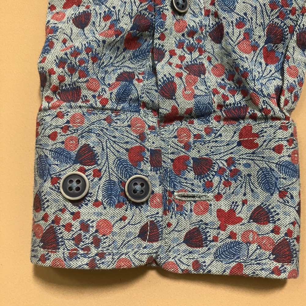 Johnnie-O Hangin' Out Men's Medium Floral Button Down Shirt  Red Blue Prep Party - Picture 4 of 10